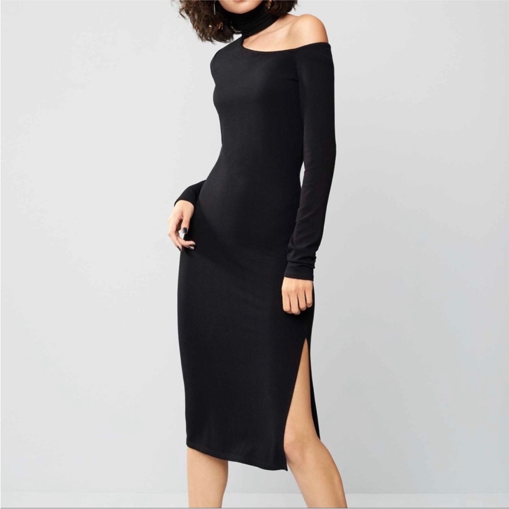 Paige Black Ribbed Faith Dress